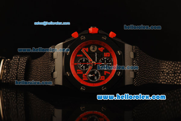 Audemars Piguet Royal Oak Offshore Marcus 1:1 Original Swiss Valjoux 7750 Automatic PVD Case with Black Grid Dial and Alligator Strap - Limited Eddition - Click Image to Close